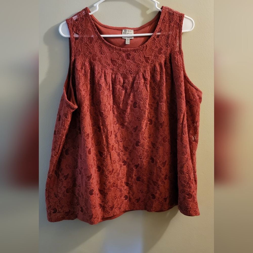 Como Vintage Rust colored sleevless blouse size 2X
